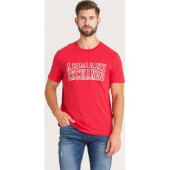 T-SHIRT ARMANI EXCHANGE. Czerwone t-shirty męskie m, z haftami, z bawełny, z okrągłym kołnierzem. Za 137,40 zł.