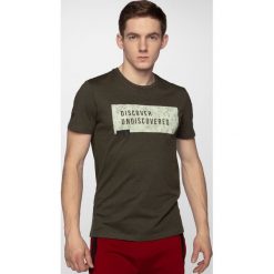 T-shirt męski TSM005 - khaki melanż. Brązowe koszulki męskie xl, melanż, z jersey. W wyprzedaży za 34,99 zł.