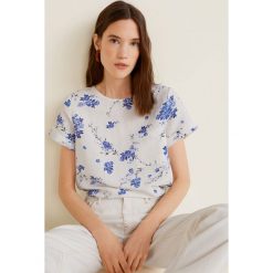 Mango - Top Dolce. Niebieskie bluzki damskie Mango, s, bez wzorów, z wiskozy, casualowe, z okrągłym kołnierzem, z krótkim rękawem. W wyprzedaży za 39,90 zł.