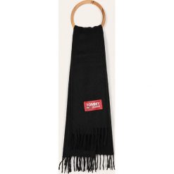 Tommy Jeans - Szalik. Czarne szaliki męskie Tommy Jeans, bez wzorów, z wełny. W wyprzedaży za 179,90 zł.