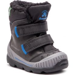 Śniegowce KAMIK - Parker2 NK9483 Black Blue. Czarne śniegowce chłopięce Kamik, bez zapięcia. W wyprzedaży za 209,00 zł.