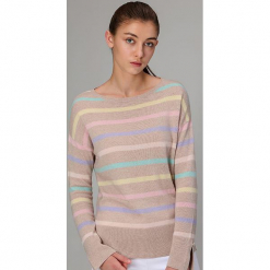 Sweter w kolorze beżowym. Brązowe swetry klasyczne damskie Manode, s, z kaszmiru, z okrągłym kołnierzem. W wyprzedaży za 304,95 zł.