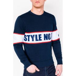Bluza męska bez kaptura z nadrukiem B926 - granatowa. Niebieskie bluzy męskie Ombre Clothing, s, z nadrukiem, z bawełny, z kapturem, bez rękawów, bez kaptura. Za 41,00 zł.