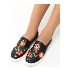 Trampki damskie slip on: Czarne Slip On Panka