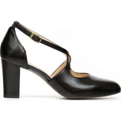 Czarne czółenka z paskami na krzyż - skóra naturalna - model 1286 - kolor czarny lico. Czarne czółenka damskie Zapato, w paski, ze skóry, bez obcasa. W wyprzedaży za 278,10 zł.