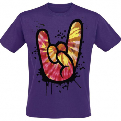 Rock Hand T-Shirt purpurowy. Różowe koszulki męskie Rock Hand, xl, z nadrukiem, klasyczne, z okrągłym kołnierzem. Za 54,90 zł.