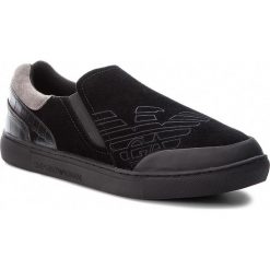 Tenisówki EMPORIO ARMANI - X4X243 XL461 A110 Black/Black/Black. Czarne półbuty męskie Emporio Armani, na co dzień, bez wzorów, ze skóry, klasyczne, bez zapięcia. W wyprzedaży za 489,00 zł.