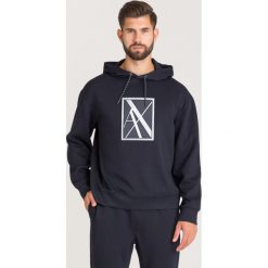 BLUZA ARMANI EXCHANGE. Niebieskie bluzy męskie m, z nadrukiem, z elastanu, z kapturem. Za 365,40 zł.