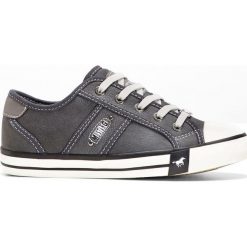 Sneakersy Mustang bonprix antracytowy. Szare sneakersy damskie bonprix, ze skóry. Za 179,99 zł.