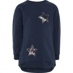 Bluza "Rastine" w kolorze granatowym. Niebieskie bluzy niemowlęce Name it Kids, z aplikacjami, z bawełny. W wyprzedaży za 62,95 zł.