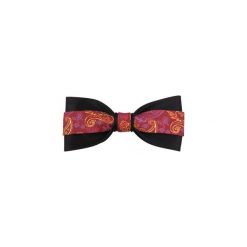 Czarna mucha z bordowym paskiem w paisley z poszetką A167. Czerwone muszki męskie Modini Moda Męska, na co dzień, bez wzorów, z tkaniny, eleganckie. Za 44,10 zł.