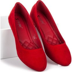 Baleriny damskie: ZAMSZOWE BALERINY Seastar czerwone