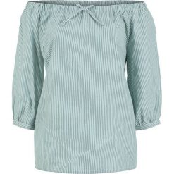 Bluzka "carmen", rękawy 3/4 bonprix szmaragdowo-biały w paski. Zielone koszulki damskie bonprix, w paski, bez kołnierzyka. Za 74,99 zł.