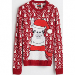 Sweter ze świątecznym motywem - Czerwony. Czerwone swetry klasyczne męskie Reserved, l. Za 119,99 zł.