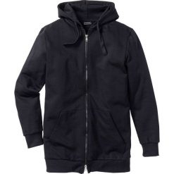 Długa bluza rozpinana Slim Fit bonprix czarny. Czarne bluzy męskie bonprix, xl, bez wzorów, bez kołnierzyka, z długim rękawem, długie, bez kaptura. Za 99,99 zł.