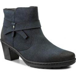 Botki RIEKER - 54983-14 Blau. Czarne botki damskie na obcasie marki Rieker, z materiału. W wyprzedaży za 189,00 zł.