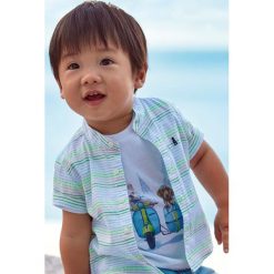 Mayoral - T-shirt dziecięcy 68-98 cm. Białe t-shirty chłopięce Mayoral, z nadrukiem, z bawełny, bez rękawów. Za 50,90 zł.