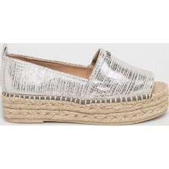 Dkny - Espadryle. Szare espadryle damskie DKNY, bez wzorów, ze skóry, bez obcasa, na platformie. W wyprzedaży za 449,90 zł.