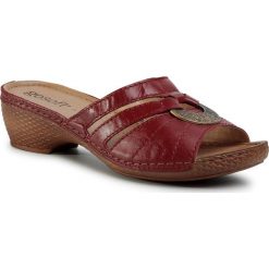 Klapki GO SOFT - WI16-2154-06 Red. Czerwone klapki damskie GO SOFT, z aplikacjami, ze skóry, bez obcasa, na obcasie. Za 99,99 zł.