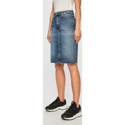 Tommy Jeans - Spódnica. Niebieskie spódniczki damskie Tommy Jeans, na co dzień, bez wzorów, z elastanu, casualowe, midi, proste. W wyprzedaży za 269,90 zł.