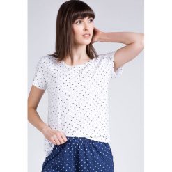 Góra od piżamy w groszki. Białe piżamy damskie Monnari, xl, w grochy, z bawełny, z krótkim rękawem. W wyprzedaży za 39,95 zł.