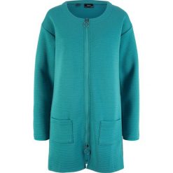 Bluza rozpinana w strukturalny wzór w poziomy prążek bonprix matowy kobaltowy. Niebieskie bluzy damskie marki bonprix, bez wzorów, bez rękawów, bez kaptura. Za 89,99 zł.