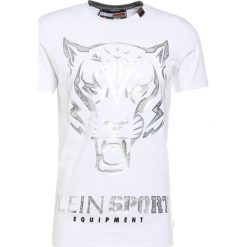 Plein Sport ROUND NECK EDBERG Tshirt z nadrukiem white/silver. Białe koszulki polo męskie Plein Sport, s, z nadrukiem, z elastanu. W wyprzedaży za 484,50 zł.