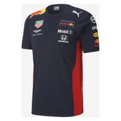 Puma Aston Martin Red Bull Racing Team Koszulka Niebieski. Niebieskie podkoszulki męskie Puma, xl, z nadrukiem, z poliesteru, z krótkim rękawem. Za 274,95 zł.