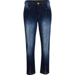 Dżinsy 7/8 z rozcięciem z przodu bonprix ciemnoniebieski "stone". Niebieskie jeansy damskie bonprix. Za 109,99 zł.