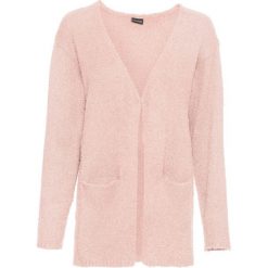 Sweter rozpinany oversize bonprix stary jasnoróżowy. Brązowe swetry damskie bonprix, z haftami, retro, bez rękawów, bez kaptura. Za 37,99 zł.