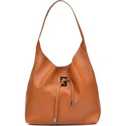 Shopper bag damskie: Skórzana torebka w kolorze koniaku – (S)41 x (W)44 x (G)11 cm