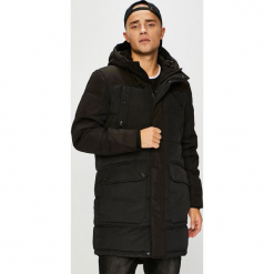 Jack & Jones - Kurtka. Czarne płaszcze męskie Jack & Jones, m, bez wzorów, z poliesteru, długie, bez kaptura. W wyprzedaży za 279,90 zł.