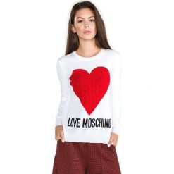 Love Moschino Sweter Biały. Białe bluzy damskie Love Moschino, l, bez wzorów, z bawełny, bez rękawów, bez kaptura. Za 1257,95 zł.