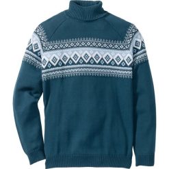 Golfy męskie: Sweter z golfem Regular Fit bonprix niebieskozielony morski
