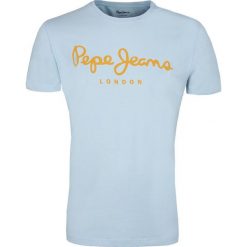 T-Shirt Pepe Jeans. Niebieskie t-shirty męskie Pepe Jeans, m, bez wzorów, z jeansu, klasyczne, z klasycznym kołnierzykiem. Za 79,00 zł.