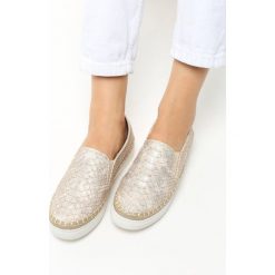 Trampki damskie slip on: Złote Slip On Drako
