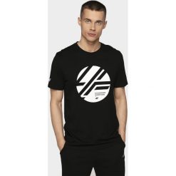 T-shirt męski TSM201 - głęboka czerń. Czarne koszulki męskie 4f, m, bez wzorów, bez kołnierzyka. Za 49,99 zł.