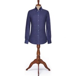 Koszula Granatowa Howland. Niebieskie koszule męskie LANCERTO, m, bez wzorów, z tkaniny, eleganckie, z włoskim kołnierzykiem, bez rękawów. Za 299,00 zł.