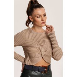 Beżowy Sweter Alurenna. Brązowe swetry damskie Renee, s, bez wzorów, casualowe, bez rękawów, bez kaptura. Za 99,99 zł.