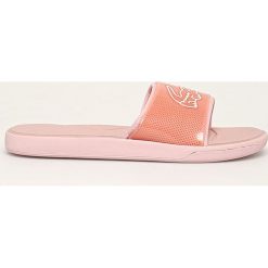 Lacoste - Klapki. Pomarańczowe klapki damskie Lacoste, bez wzorów, z materiału, bez obcasa, na obcasie. Za 199,90 zł.