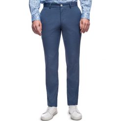 Spodnie LEONARDO SMGS030038. Niebieskie spodnie męskie Giacomo Conti, na lato, m, bez wzorów, z elastanu, eleganckie. Za 299,00 zł.