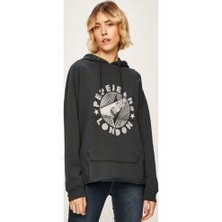 Pepe Jeans - Bluza Betty. Niebieskie bluzy damskie Pepe Jeans, s, z nadrukiem, z bawełny, bez rękawów, z kapturem. W wyprzedaży za 259,90 zł.