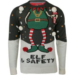Świąteczny Sweter z Elfem, Śmieszny, Na Prezent, Pompony - Brave Soul, Męski SWBRSAW18SAFETYcharcoal. Swetry męskie Brave Soul, m, bez wzorów, wizytowe, bez kołnierzyka, bez kaptura. Za 127,00 zł.