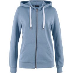 Bluza rozpinana z kapturem bonprix matowy niebieski. Niebieskie bluzy damskie bonprix, bez wzorów, bez rękawów, z kapturem. Za 37,99 zł.
