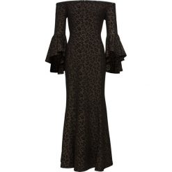 Sukienka wieczorowa w cętki leoparda bonprix czarno-złoty leo. Czarne sukienki damskie bonprix, bez wzorów, glamour, bez kołnierzyka, bez rękawów. Za 189,99 zł.