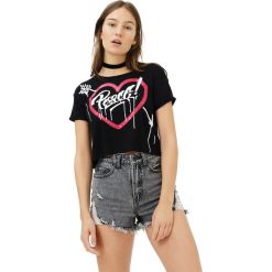 T-shirty damskie: T-shirt w kolorze czarno-różowym