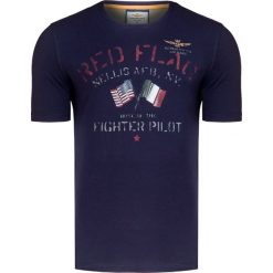 T-shirt AERONAUTICA MILITARE Granatowy. Niebieskie t-shirty męskie marki Aeronautica Militare, z nadrukiem, z bawełny, militarne, z okrągłym kołnierzem. Za 240,00 zł.