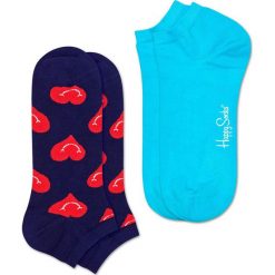 Happy Socks - Stopki Smiley Heart (2-pak). Niebieskie skarpetki damskie marki Happy Socks, z elastanu. Za 54,90 zł.