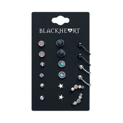 Blackheart Ear Stud Collection Kolczyki - Earpin wielokolorowy. Czarne kolczyki damskie Blackheart, szklane. Za 62,90 zł.