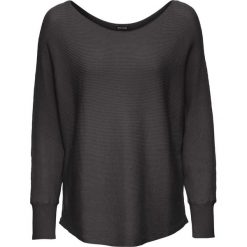 Sweter w prążek "oversize" bonprix antracytowy melanż. Szare swetry damskie bonprix, bez wzorów, bez rękawów, bez kaptura. Za 74,99 zł.